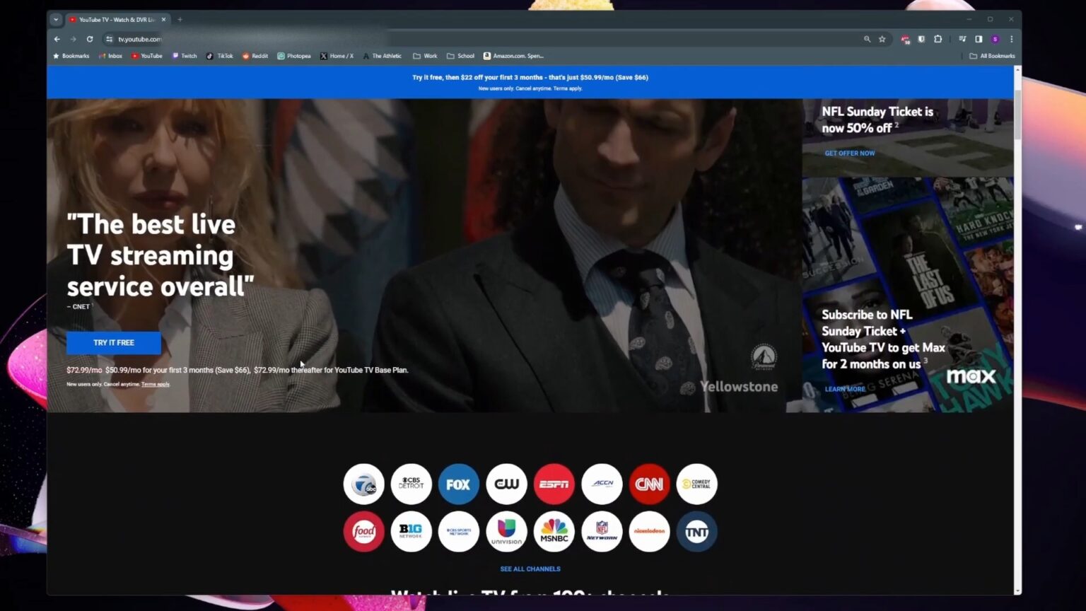 YouTube TV Channels List 2024 Basic Plan & AddOns Center West